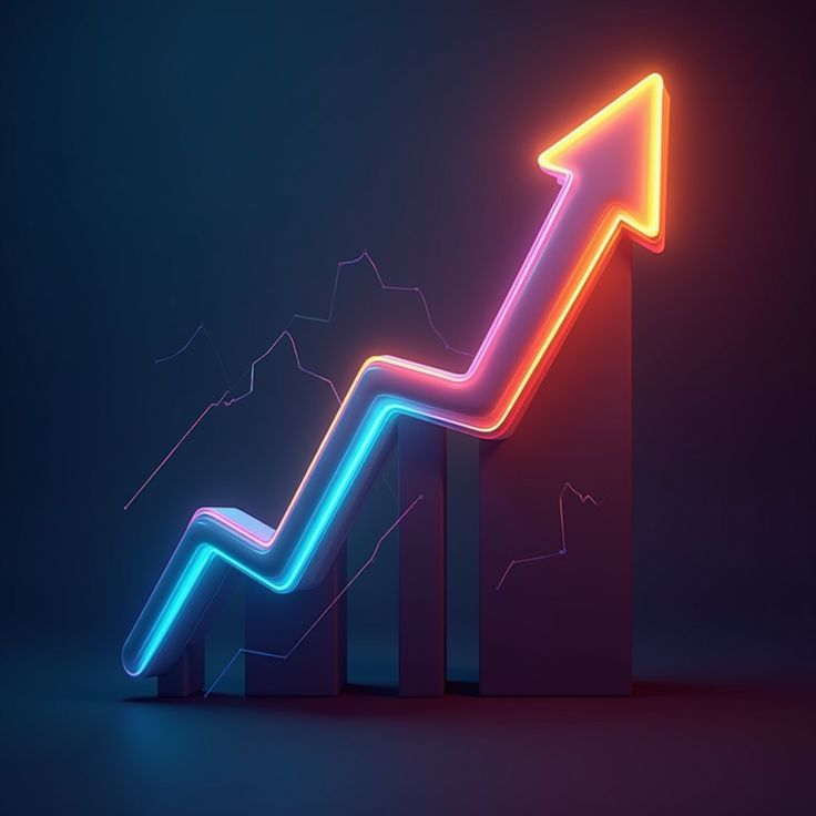 Neon growth arrow visualization