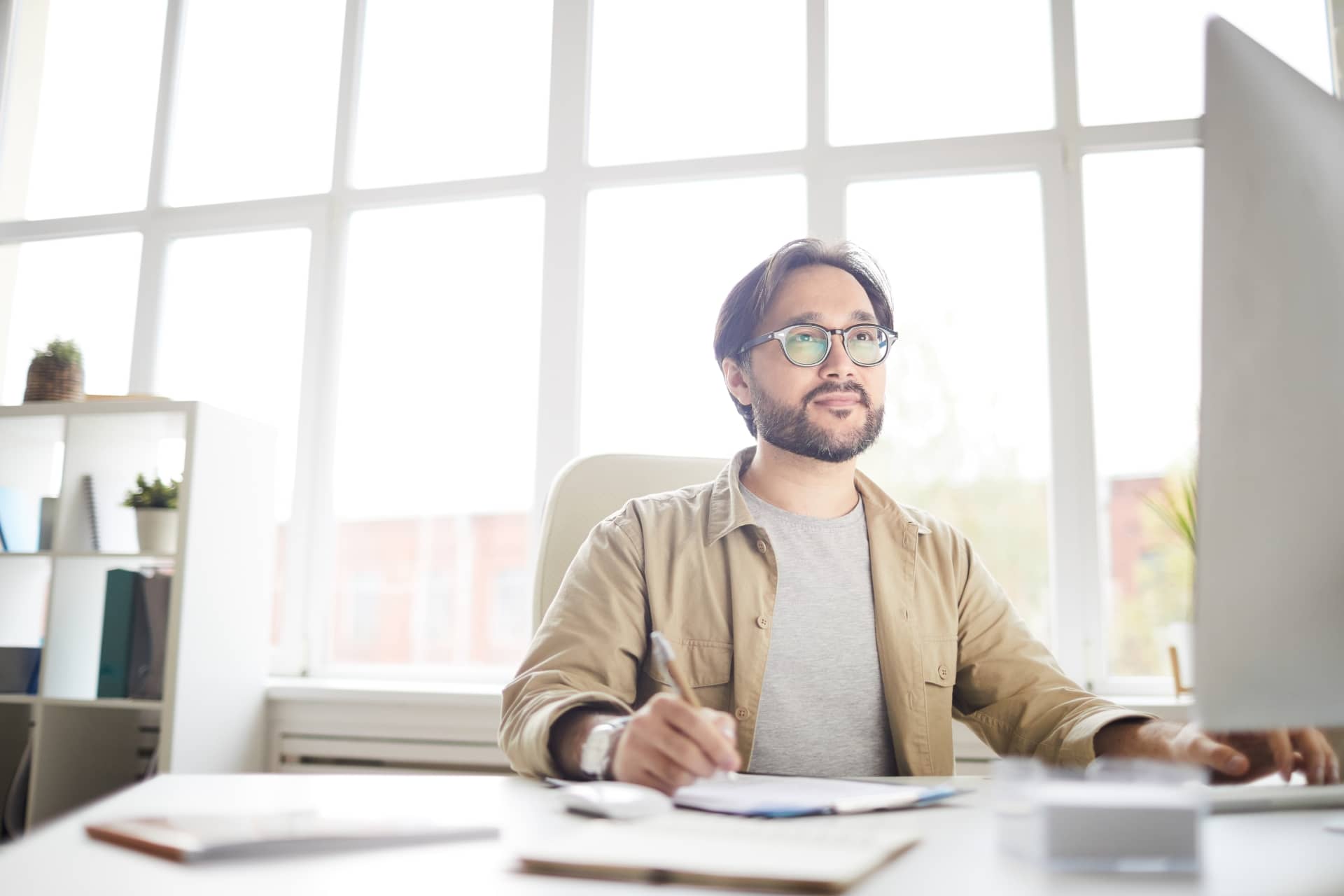 Founder working alone at desk